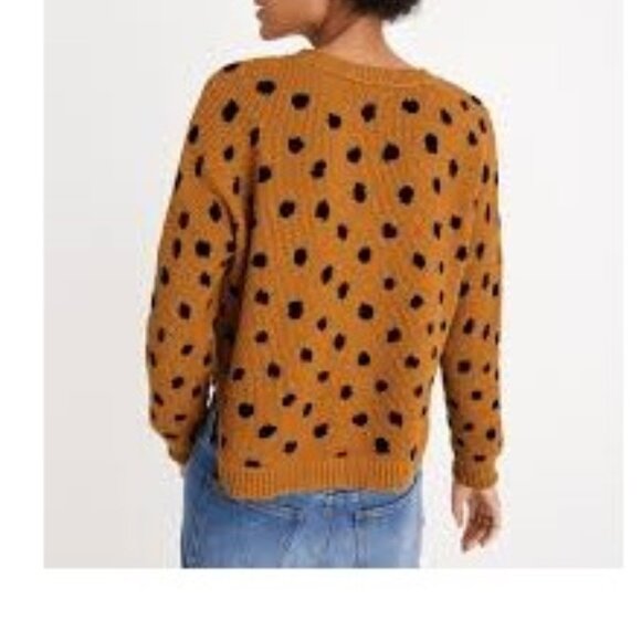 Madewell Women's Sweater Crewneck Old Gold and Black Polka Dots Size XXS - Picture 8 of 8